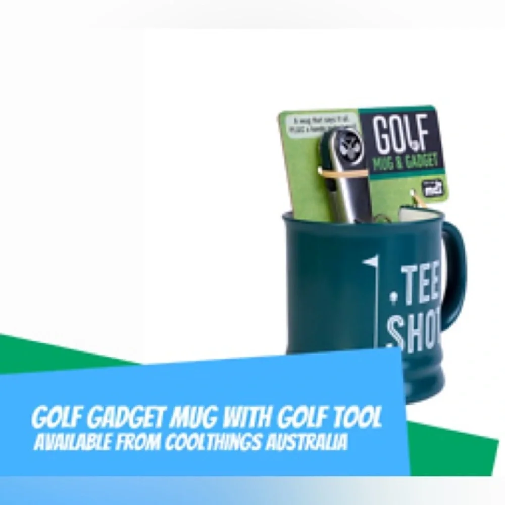 Golfers Set of 2 Tee Shot Golf Mug in Hunter Green + 6 in 1 Divot Tool Golf Gift